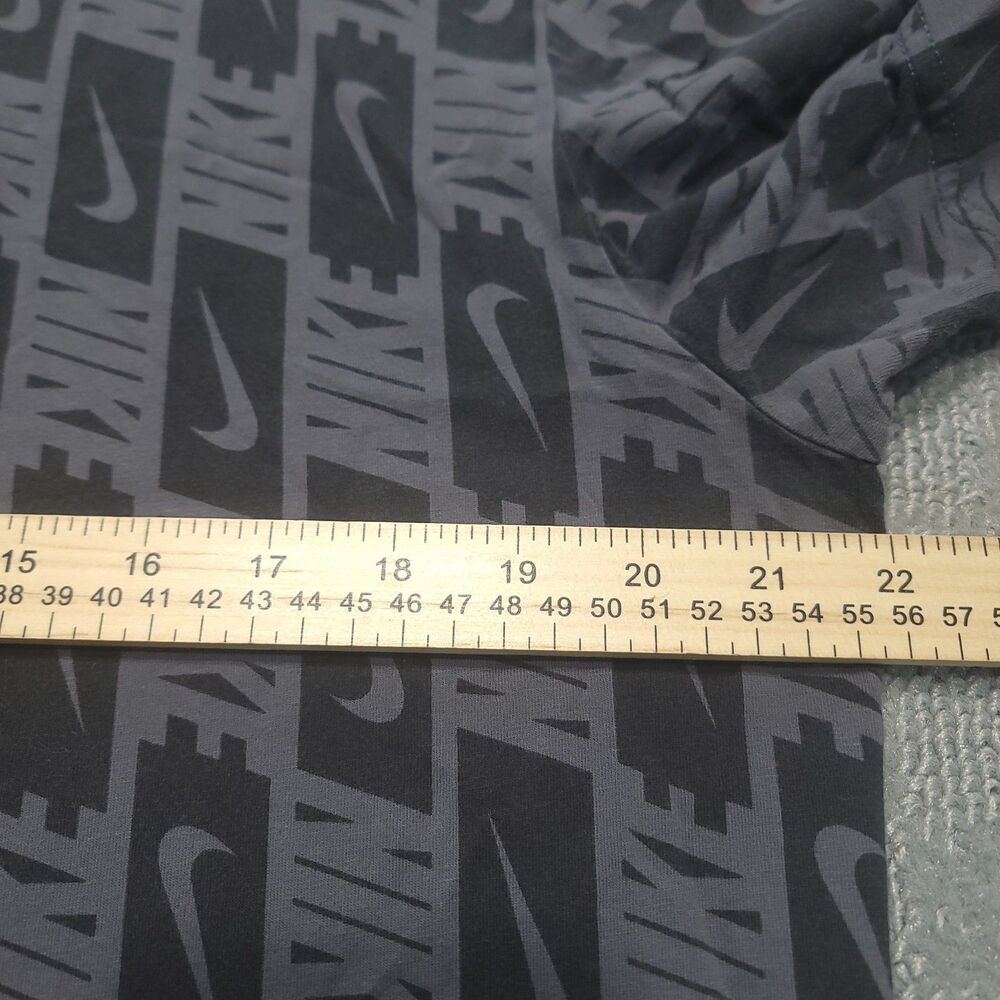 Nike T Shirt Mens L Short Sleeve Logo All Over Swoosh Gray Black Cotton - Picture 6 of 8